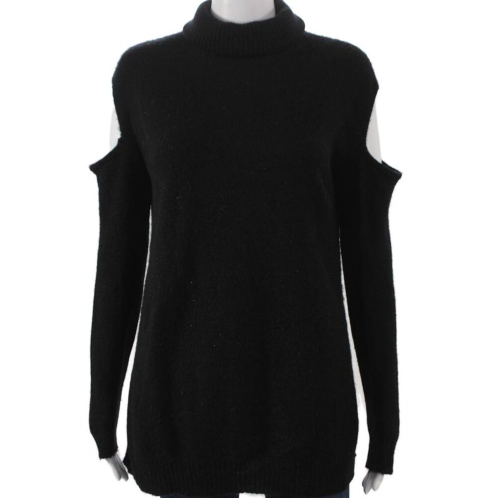 Aqua Cashmere Women Black Turtleneck Tunic Sweater Long Sleeve Size M